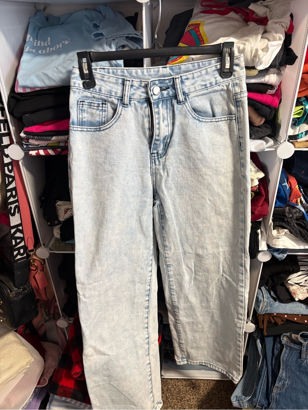 Classic Light Blue Straight Kids Bow Jeans